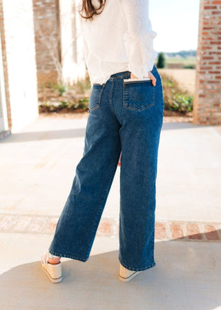 Eyelet Trim Dark Wash Jeans - Select Trends Boutique