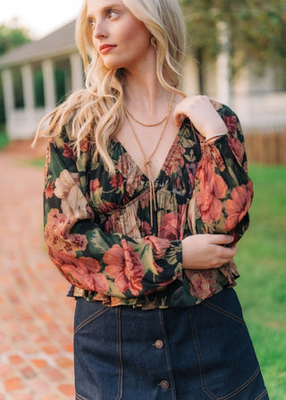 Fall Floral Long Sleeve Blouse | Select Trends Boutique