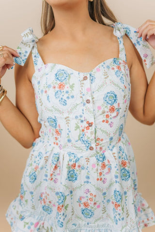 Floral Tie Shoulder Button Up Mini Dress | Select Trends Boutique