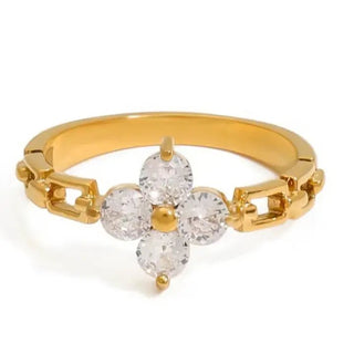 Flower Rhinestone Gold Ring | Select Trends Boutique