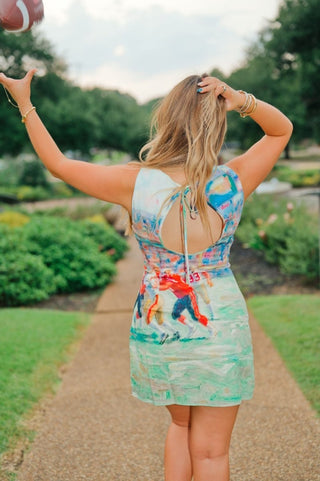 Football Print Open Back Mini Dress | Select Trends Boutique