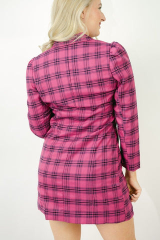 Fuchsia Plaid Blazer Dress | Select Trends Boutique