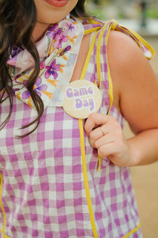 "Gameday" Purple & Yellow Button | Select Trends Boutique