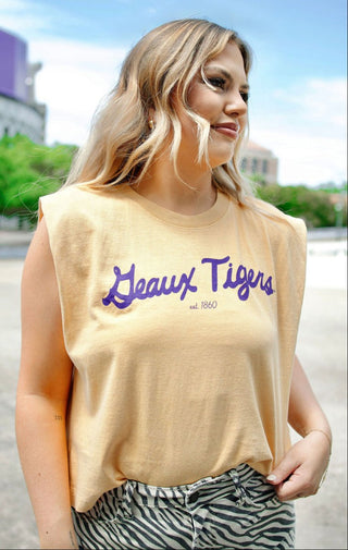 Geaux Tigers Mustard Tank Tee | Select Trends Boutique