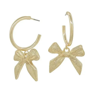 Gold Bow Detail Hoop Earrings | Select Trends Boutique