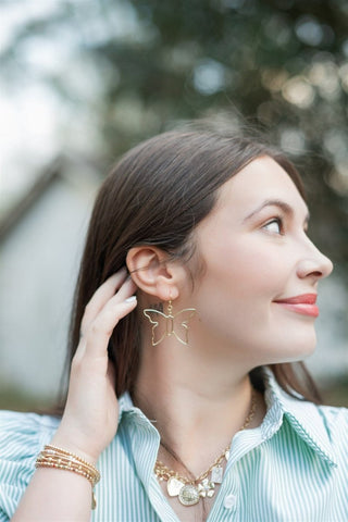 Gold Butterfly Drop Earrings | Select Trends Boutique
