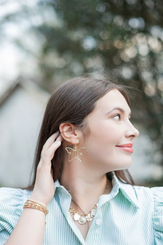 Gold Butterfly Drop Earrings | Select Trends Boutique
