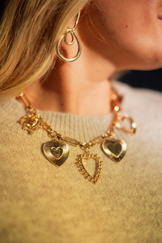 Gold Chain Link Heart Charm Necklace | Select Trends Boutique