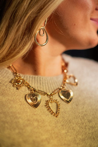 Gold Chain Link Heart Charm Necklace | Select Trends Boutique