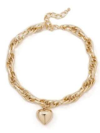 Gold Chunky Chain Heart Necklace | Select Trends Boutique