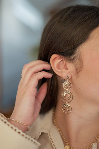 Gold Circle Triple Drop Earrings - Select Trends Boutique