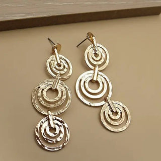 Gold Circle Triple Drop Earrings - Select Trends Boutique
