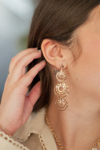 Gold Circle Triple Drop Earrings - Select Trends Boutique