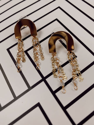 Gold Crystal Chain Drop Earring | Select Trends Boutique