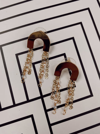 Gold Crystal Chain Drop Earring | Select Trends Boutique