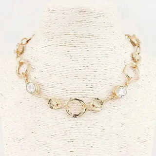 Gold Crystal Chain Link Necklace | Select Trends Boutique