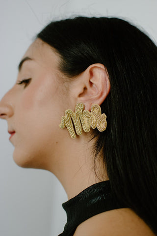 Gold Glitz Mrs Earrings