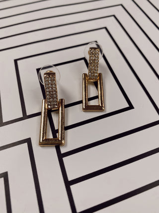 Gold Glitz Rectangle Earrings