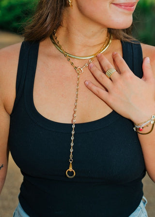 Gold Horsebit Y Necklace | Select Trends Boutique