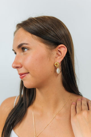Gold Knot Pearl Drop Earrings | Select Trends Boutique
