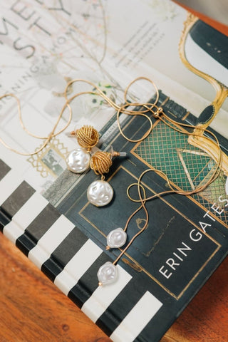 Gold Knot Pearl Drop Earrings | Select Trends Boutique
