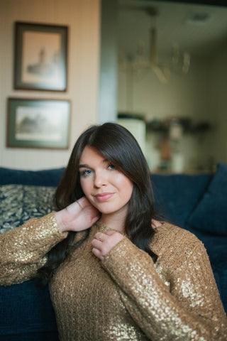 Gold Metallic Holiday Sweater | Select Trends Boutique