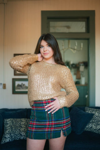 Gold Metallic Holiday Sweater | Select Trends Boutique