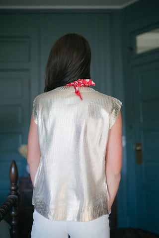 Gold Metallic Sleeveless Knit Top | Select Trends Boutique