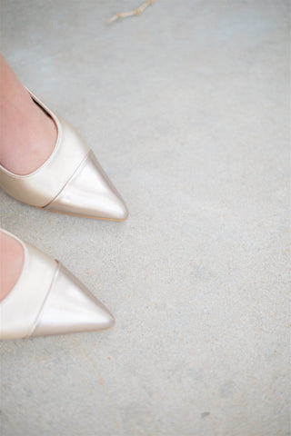 Gold Metallic Sling Back Heels - Select Trends Boutique