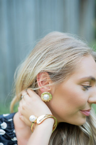 Gold Pearl Accent Hinged Bracelet - Select Trends Boutique