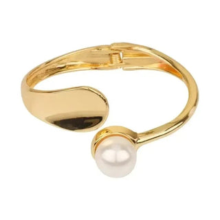 Gold Pearl Accent Hinged Bracelet - Select Trends Boutique