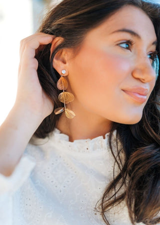 Gold Petal Drop Earrings | Select Trends Boutique