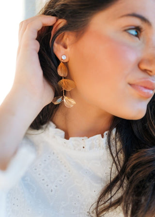 Gold Petal Drop Earrings | Select Trends Boutique