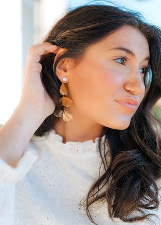 Gold Petal Drop Earrings | Select Trends Boutique