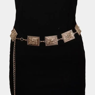 Gold Rectangle Western Chain Belt | Select Trends Boutique