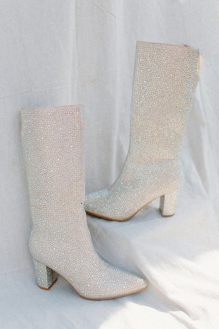 Gold Rhinestone Boots | Select Trends Boutique