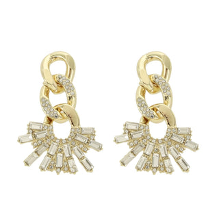 Gold Rhinestone Burst Earrings