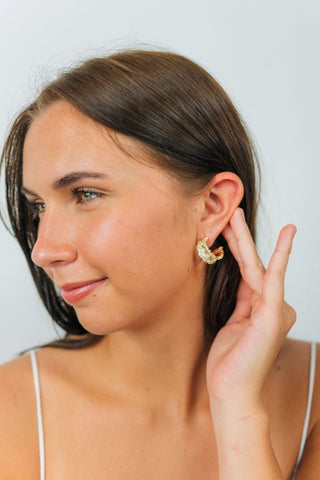 Gold Rhinestone Chunky Hoops | Select Trends Boutique