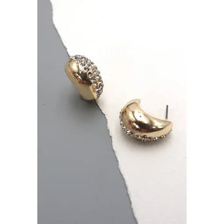 Gold Rhinestone Moon Hoop Earrings | Select Trends Boutique