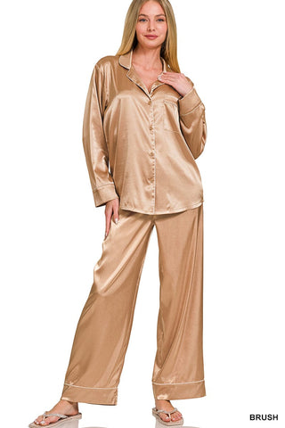 Gold Satin Pj Pant Set | Select Trends Boutique