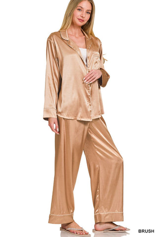 Gold Satin Pj Pant Set | Select Trends Boutique