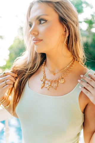 Gold Sealife Multi Charm Necklace | Select Trends Boutique