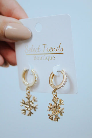 Gold Snowflake Huggies | Select Trends Boutique