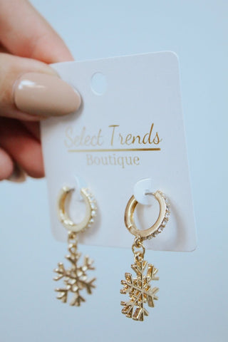 Gold Snowflake Huggies | Select Trends Boutique