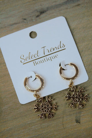 Gold Snowflake Huggies | Select Trends Boutique