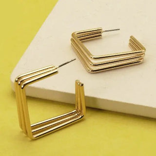 Gold Square Hoop Earrings | Select Trends Boutique