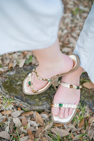 Gold Studded Double Strap Sandals - Select Trends Boutique