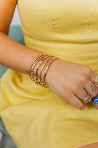 Gold Textured Bangle Bracelet Set | Select Trends Boutique