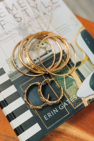 Gold Textured Bangle Bracelet Set | Select Trends Boutique