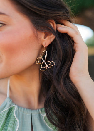 Gold Textured Butterfly Earrings | Select Trends Boutique
